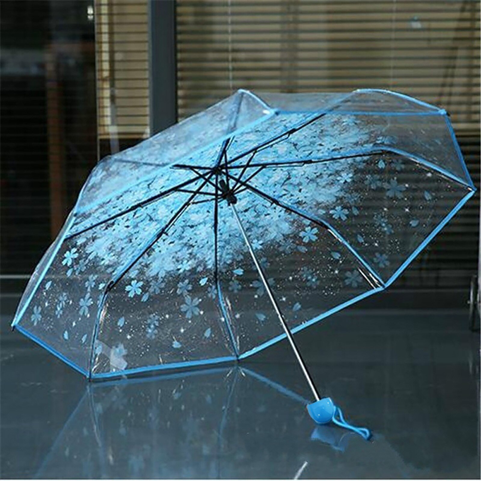 Transparent Clear Umbrella Cherry Blossom Mushroom Apollo Sakura 3 Fold Umbrella Protection Umbrella Kids Umbrella Tdh