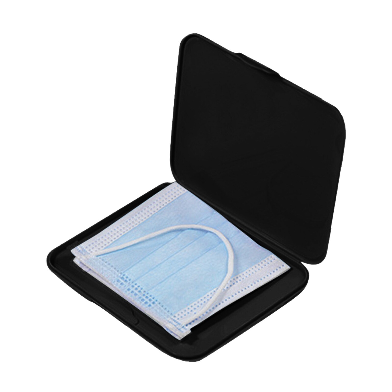 Gezichtsmasker Storage Case Silicona Grijs Zwart Gezichtsmasker Case Draagbare 13 × 13 × 1.2Cm Persoonlijke Gezichtsmasker opbergdoos Masker Chain Holder: BK