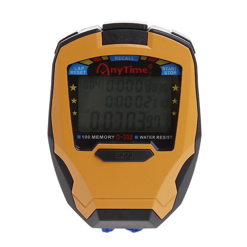 Digital Sport Counter Timer Athletic Stopwatch 3 Row100 Lap 1/1000s