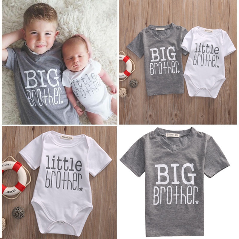 Familie matchende tøj lillebror brev sød baby dreng romper og afslappet storebror drenge t-shirt toppe