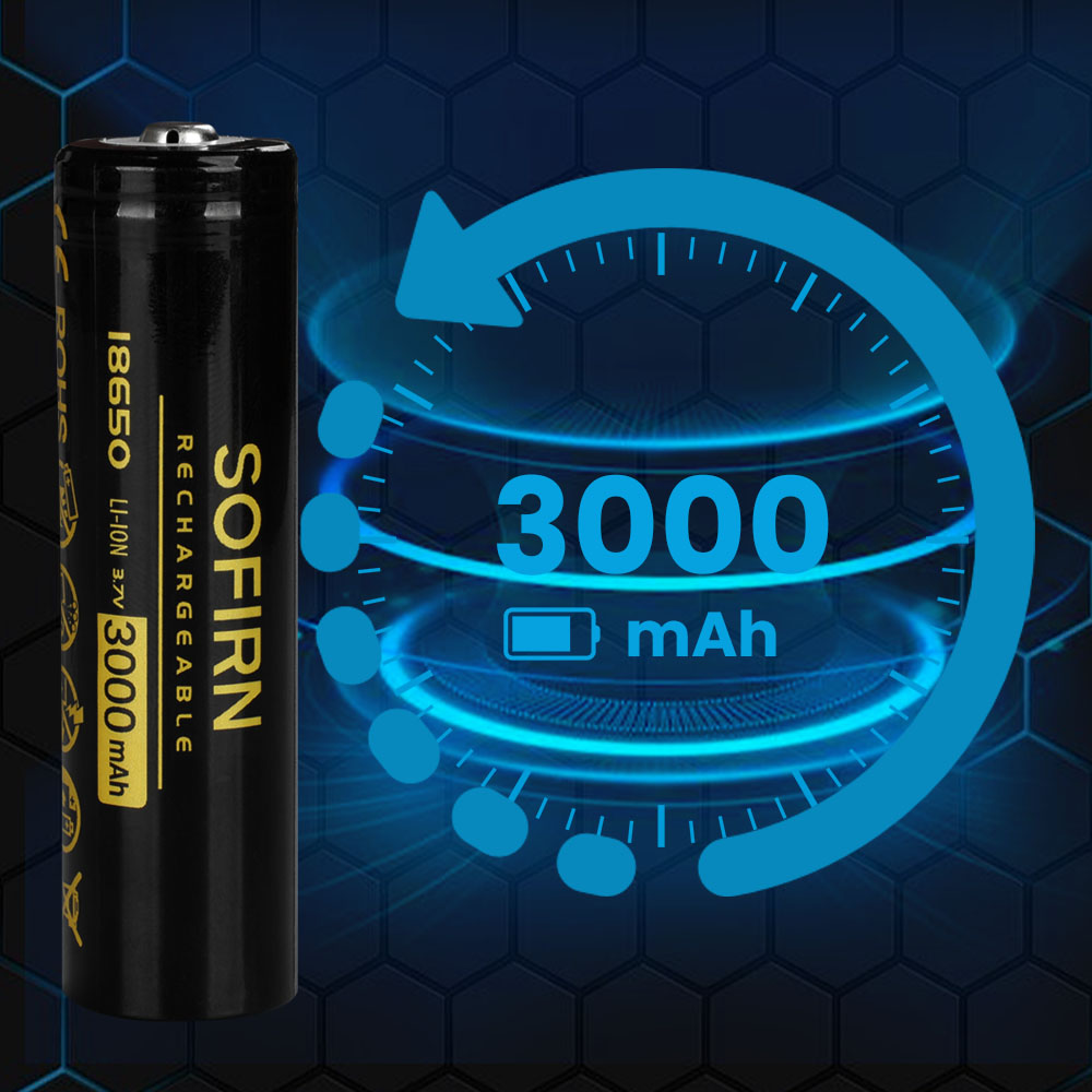 Sofirn-batería recargable de 3000mAh, 18650, precargada, 3,7 V, Li-ion, 18650, baterías recargables para linterna LED