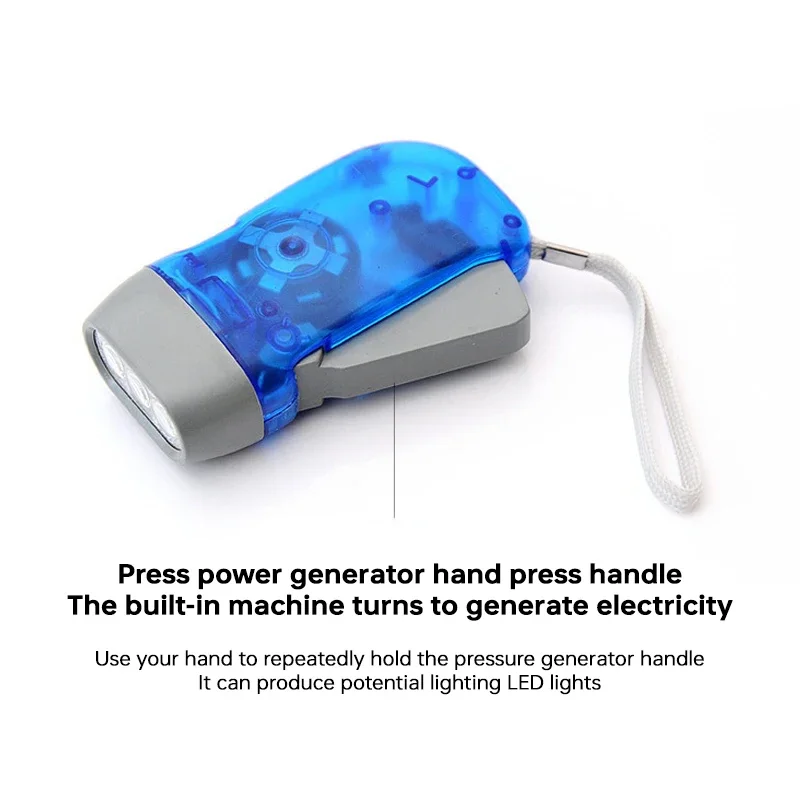3 LED prensado manual dinamo manivela energía linterna antorcha luz mano presión manivela Camping lámpara luz