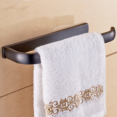 Bathroom Towel Ring Antique Brass/Chrome/Gold/Black Oil Brushed/Rose Gold Towel Holder Wall Mount Square Copper Bath Towel Rack: black oil brushed