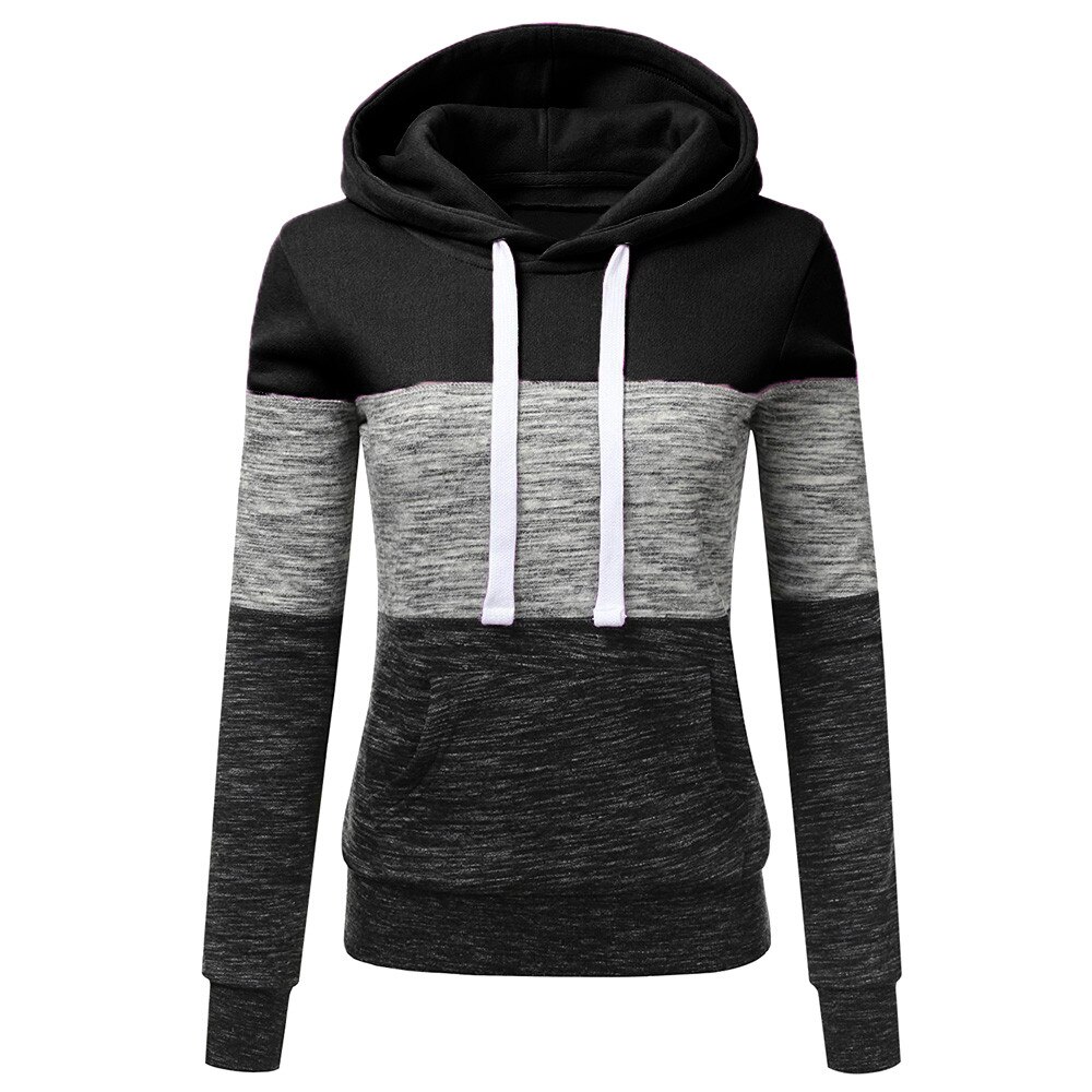 Sweat-shirt à capuche pour femmes, à la , Patchwork, Blouse d'hiver: A / XXL