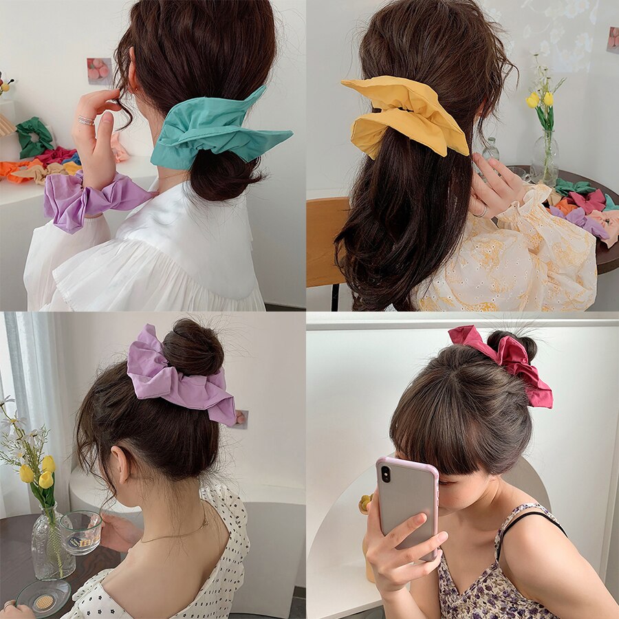 Vierkante Haar Scrunchies Grote Effen Kleur Vrouwen Elastische Haarbanden Meisjes Haar Ring Paardenstaart Rubber Mode Haaraccessoires
