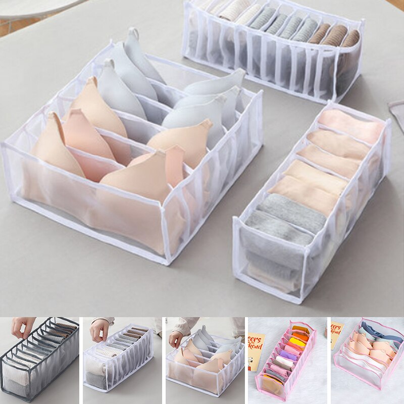 Dormitory Closet Organizer For Socks Home Separated Underwear Storage Box 6/7/11 Grids Bra Organizer Foldable Drawer Organizer