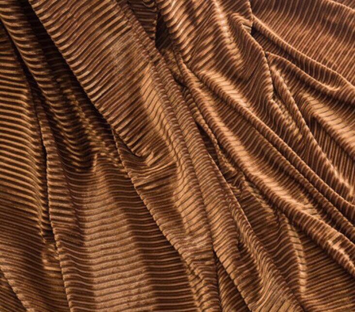 Tela elástica de terciopelo a rayas, textil para vestido artesanal, precioso tejido para pantalones de vestir, textil suave de lujo para el hogar: 8 Brown