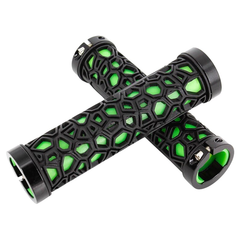 Bicycle Lock on Comfort Rubber Handle Grips Bike Handlebar Grips(Black and Green)