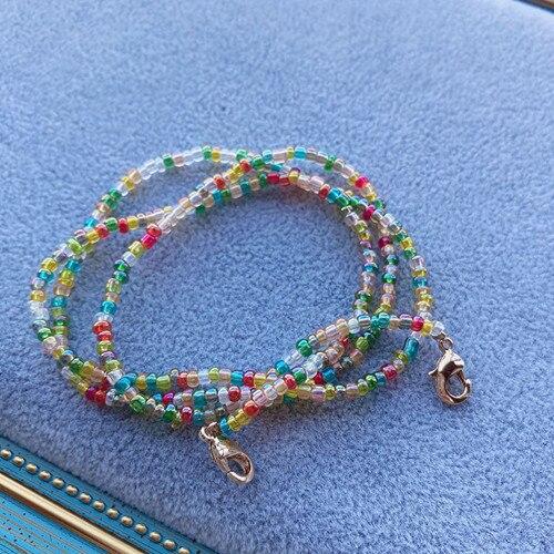 Cadena de perlas simulada para mascarilla de mujer, cadena de cuentas con cadenas para gafas de sol: C4