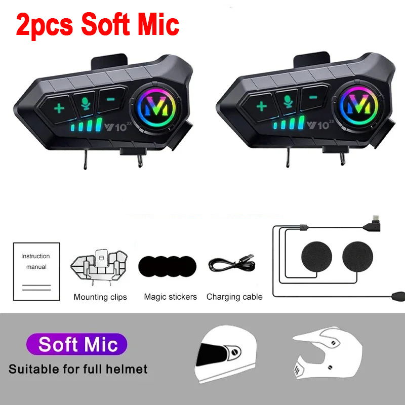 Motorrad Helm Intercom Bluetooth Headset Wasserdichte Drahtlose Freisprecheinrichtung Interphone Helm Lautsprecher Kopfhörer Kopfhörer: Black