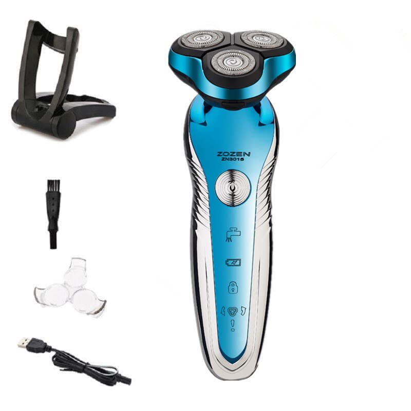 Barbeador elétrico Recarregável USB Display Digital Inteligente de Lavagem de Corpo Inteiro Barbeador máquina de Cortar Cabelo Nariz Aparador de Pêlos de Orelha: 2 IN 1 BLUE
