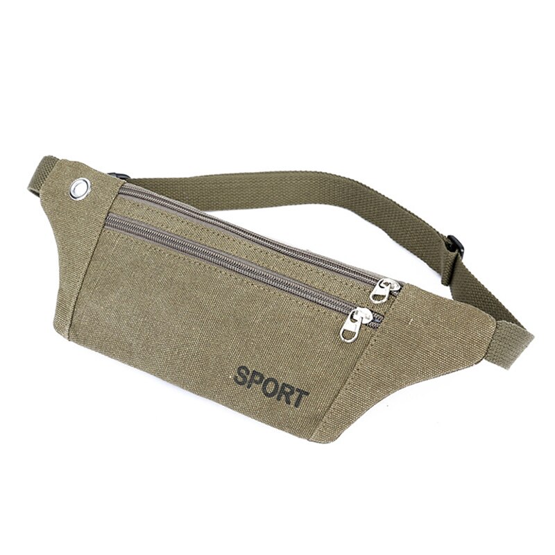 HENGREDA Men Fanny Pack Canvas Waist Bag Travel Bum Bag Women Lightweight with Earphone Hole Anti-Theft Bag Fit 6" Phone: army green