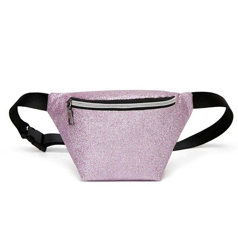 Women Shinny PU Leather Waist Packs Elastic Belt Fanny Pack Zipper Waist Bag Casual Chest Bag: Purple