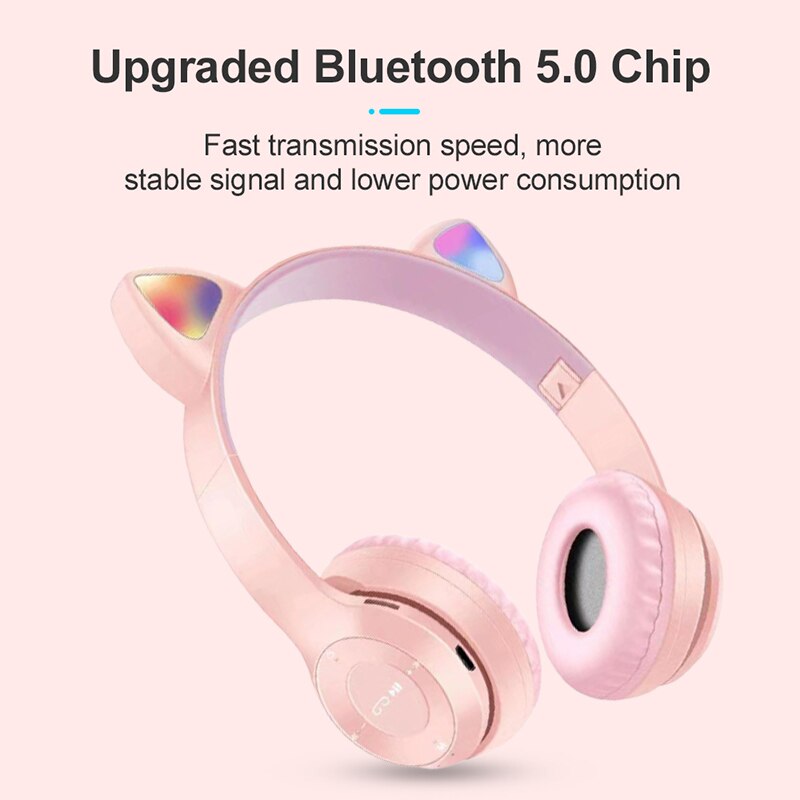 Cute Cat Ear Wireless Headphones Bluetooth Headset Foldable Stereo Headphone Gaming Earphones With Microphone For Laptop Phone