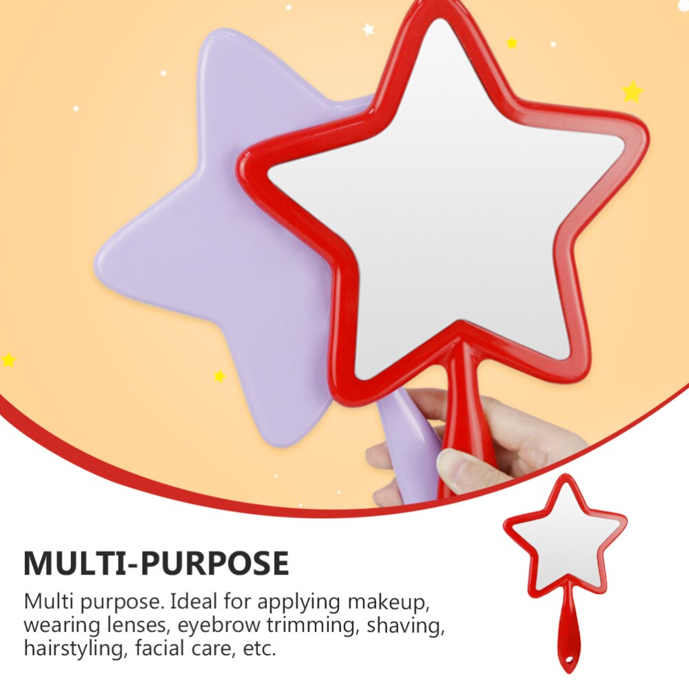 1Pc Five-pointed Star Handle Mirror Woman Handle Makeup Mirror Handhold Mirror