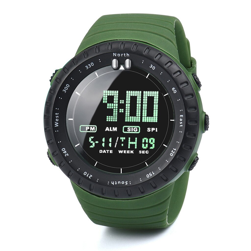 Mode Heren Horloge Led Digitale Horloge Mannen Horloge Elektronische Sport Horloges: Green