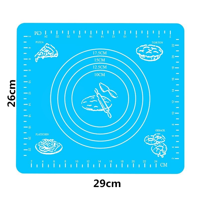 Extra Large Silicone Pastry Mat Extra Thick Non Stick Baking Mat with Measurement Fondant Mat Counter Mat Dough Rolling Mat: 26X29cm blue