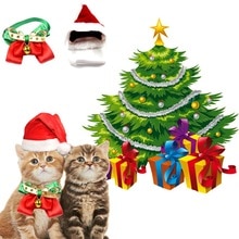 Leuke Pet Kerst Kostuum Set Santa Hoed En Strik Kraag Voor Katten Kitten Puppy
