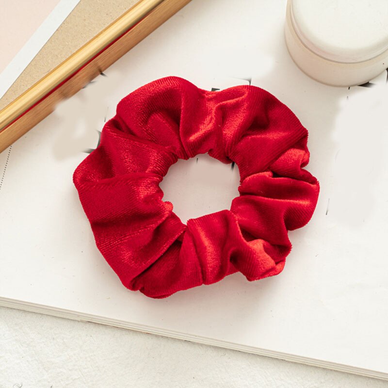 1PC Einfarbig Weihnachten Scrunchies Frauen Samt Haar Krawatten Elastische Haar Bands Elch Flanell Gummiband Pferdeschwanz Haar Zubehör: 4