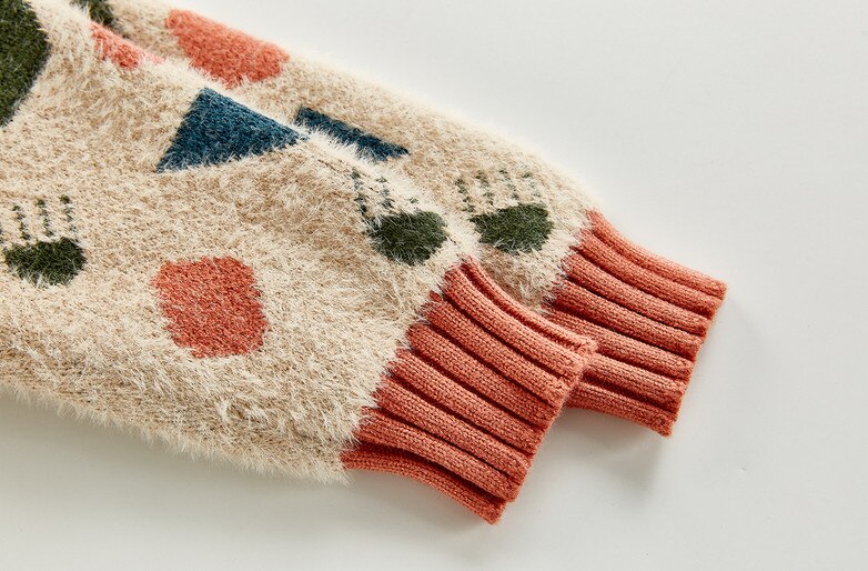 0-24M Baby Junge Mädchen Karikatur Geometrische aufbringen zur Seite fahren Herbst Nette Kleinkind Weiche Knited Langarm zur Seite fahren strickwaren Outwear