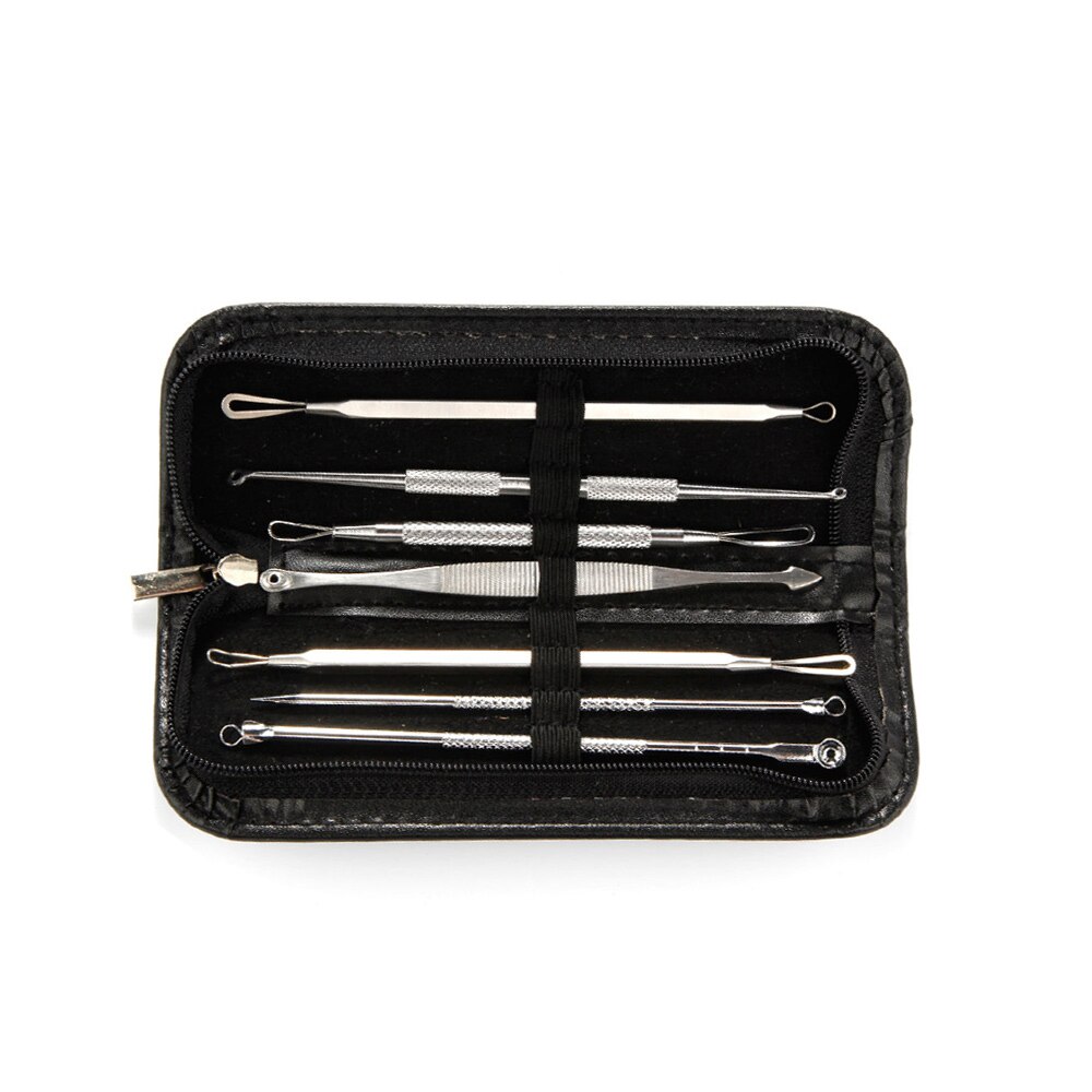 7PCS Black Dots Extractor de cravo Acne Black Spots Remover Blackhead Comedone Removal Needles Clip Tweezer Set Face Skin Care: 7PCS