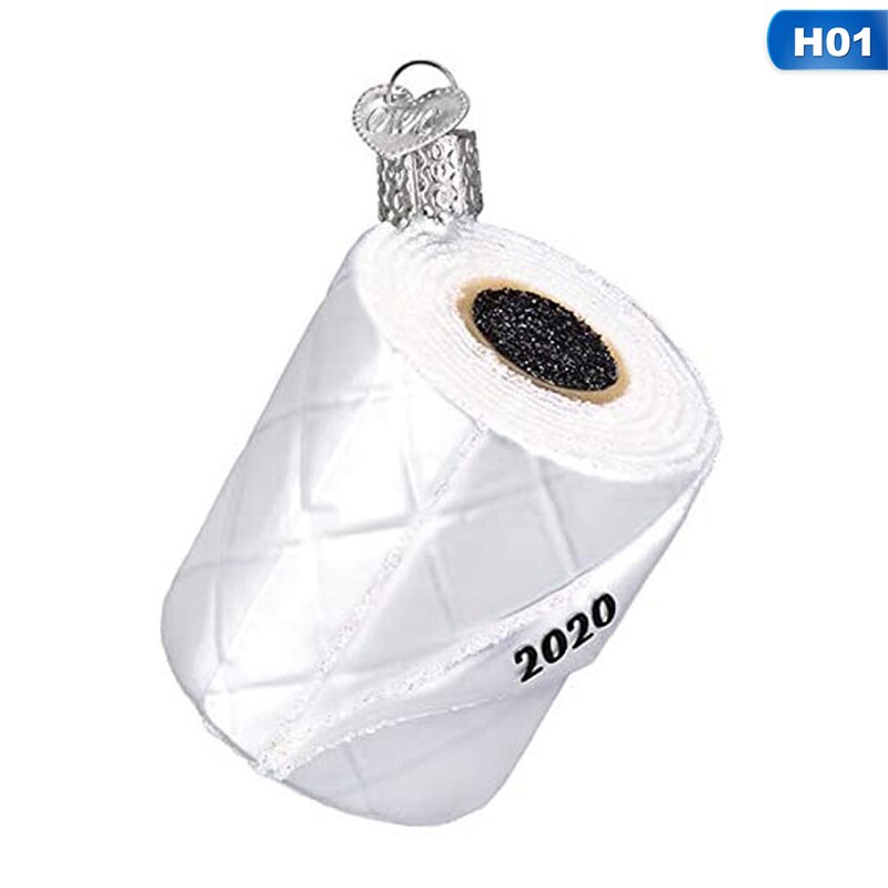 DIY Christmas toilet paper roll tree ornament pendant Christmas tree decoration three-dimensional white roll paper resin: Default Title