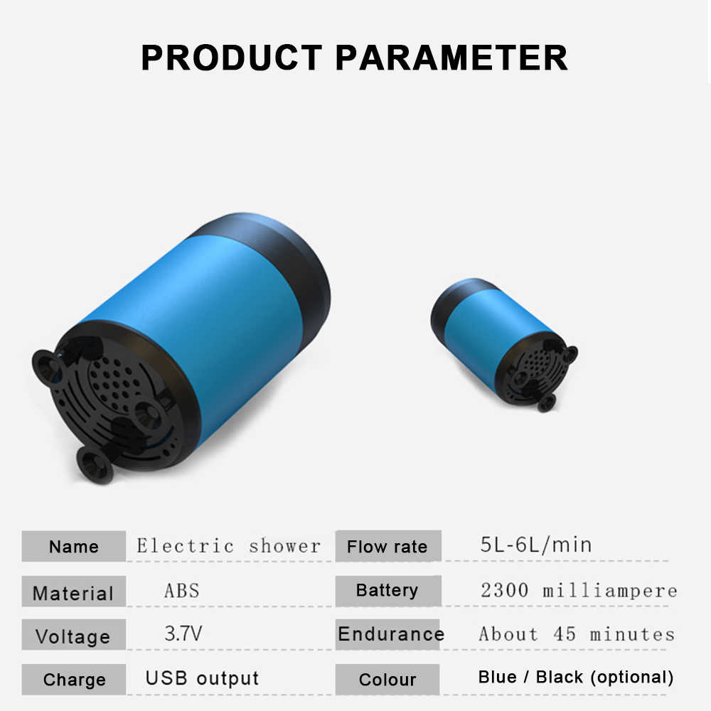 Bärbar dusch camping utomhusdusch handhållen elektrisk dusch batteridriven kompakt handhållen uppladdningsbar campingduschmunstycke