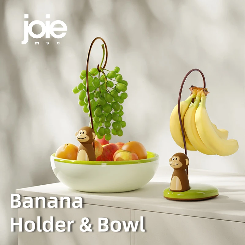 JOIE Monkey Series Bananenhanger Bananenhouder Bananenhaak Fruitmand BPA-vrij Fruitschaal Plaat Keuken Opbergrek Organizer