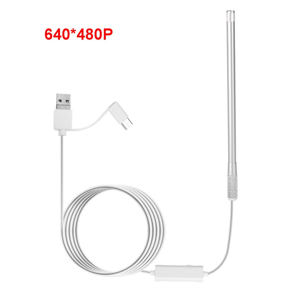 3 in 1 Endoscope Camera 5.5MM Type-c Android USB Mini Endoscope Borescope Inspection Camera For Windows & Macbook PC Android: 480P Silver