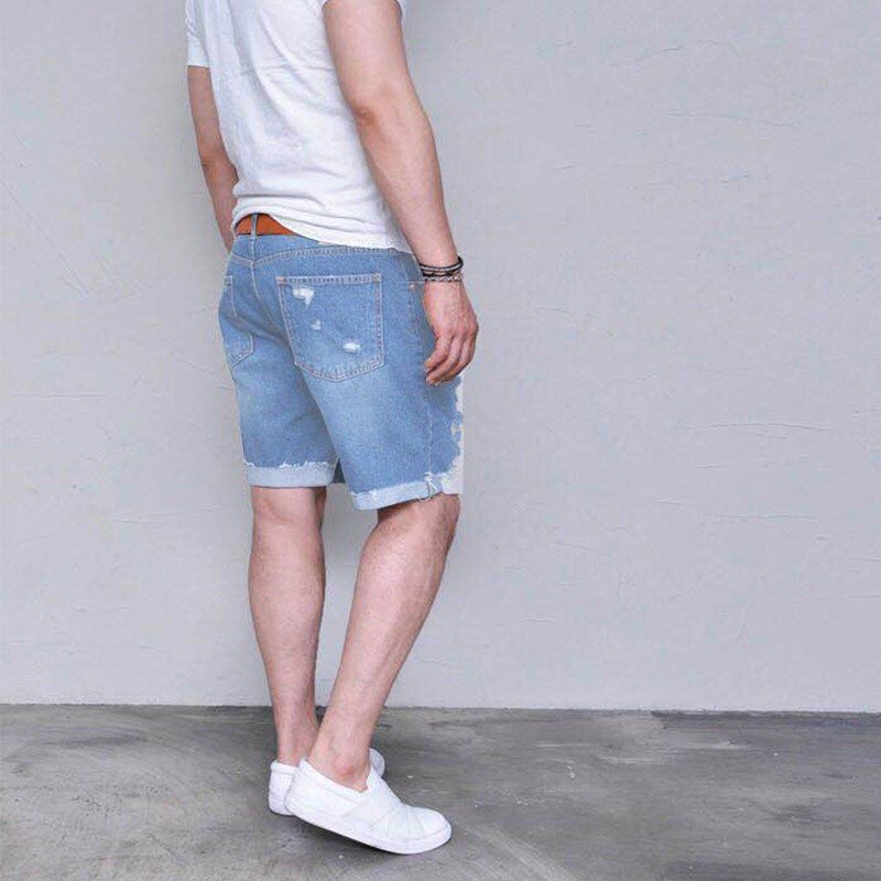 Pantalones cortos vaqueros rasgados informales para hombre, Shorts de verano para playa