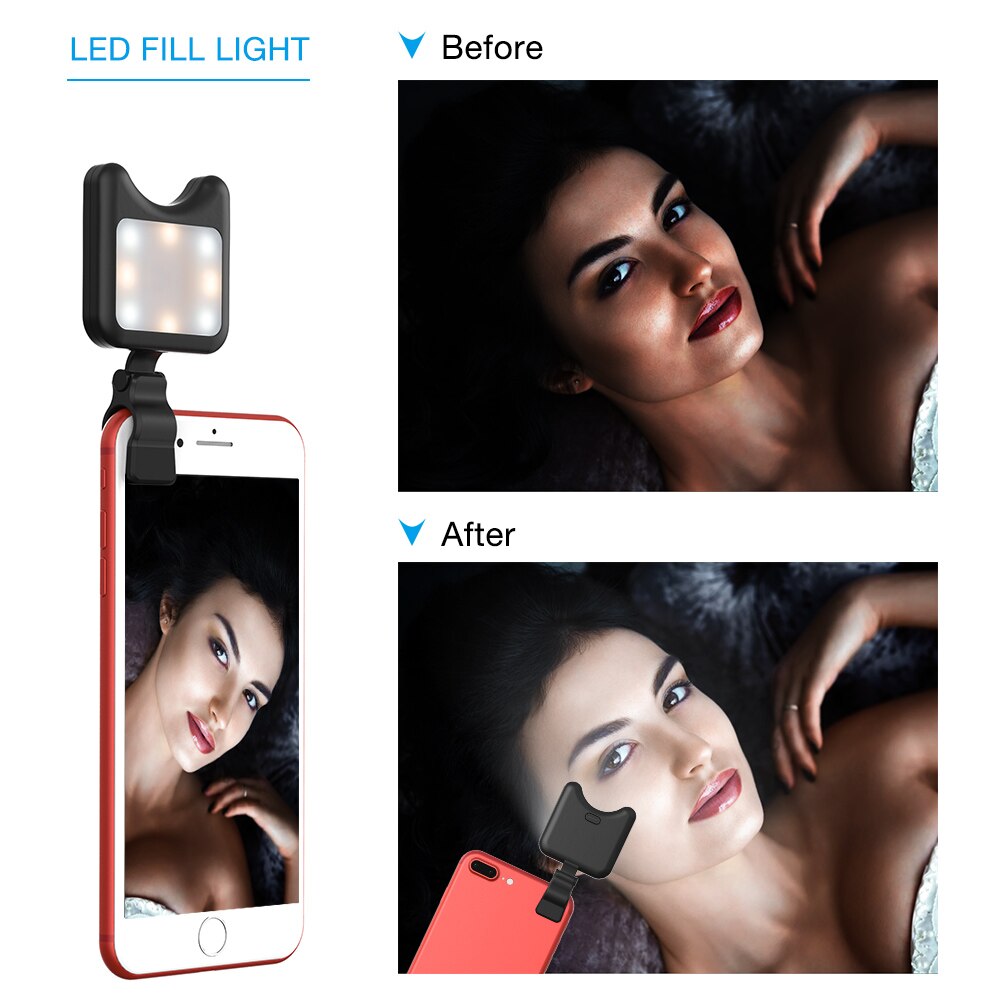 Apexel Universale LED Selfie Flash di Luce Clip-on Ricaricabile Portatile di 9 Livelli di Flash Ha Condotto La Luce per il iphone Samsung Huawei tablet