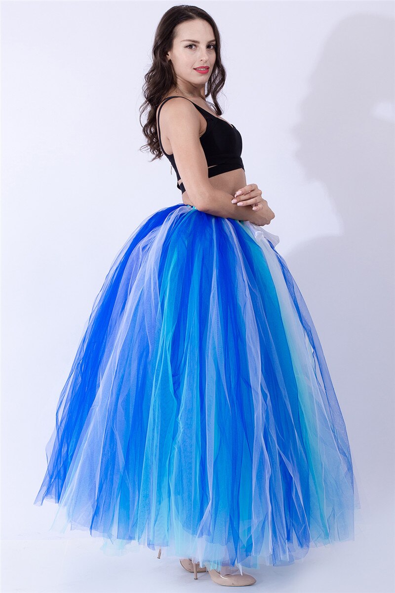 Schwarz Hoopless Lange Petticoat Hochzeit Krinoline Ballkleid Unterrock Schichten Tüll Rock Frau Erwachsene Tutu Braut Zubehör: Multi