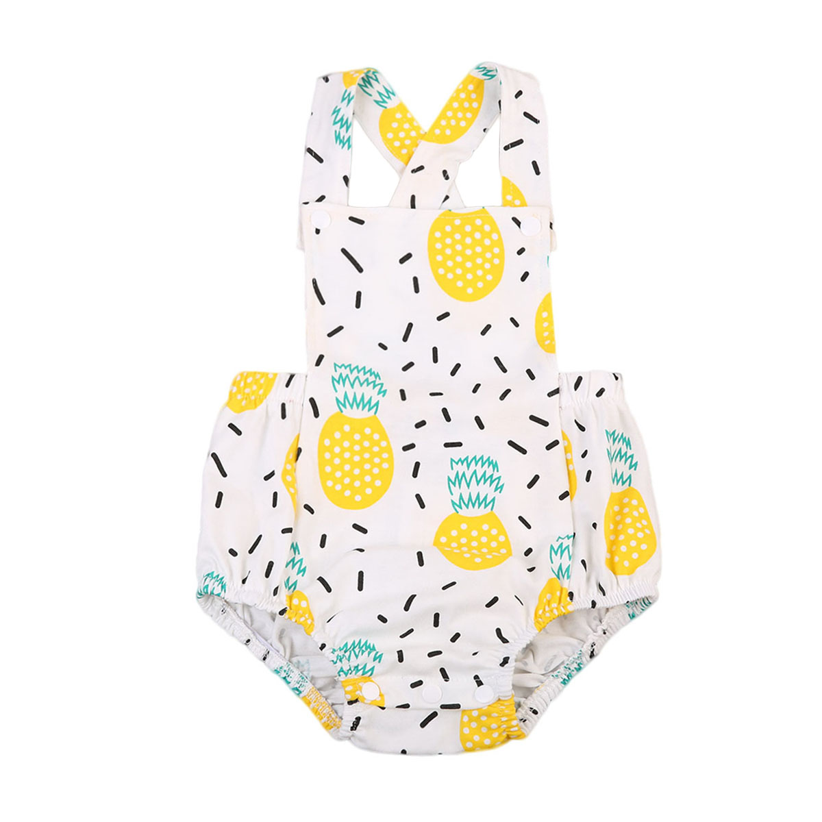 Schattige Baby Meisje Kleding Ananas Print Mouwloze Romper Terug Cross Jumpsuit Outfit Playsuit Sunsuit Kleding