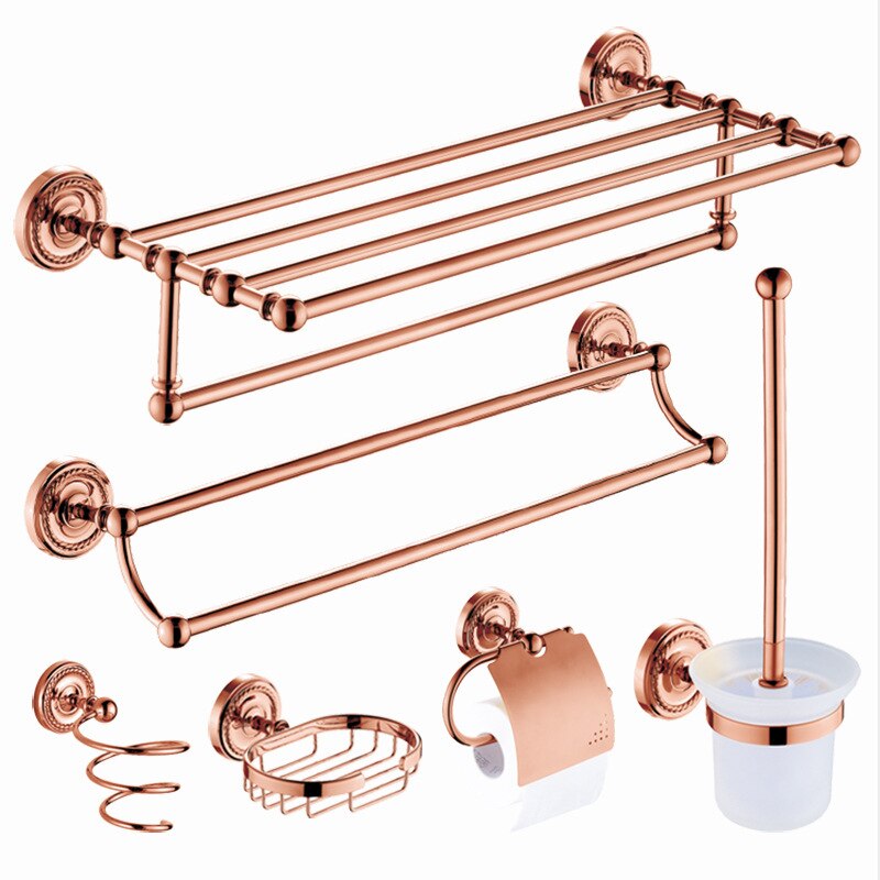 Accessoires de salle de bain en or Rose, ensemble de porte-savon en laiton, porte-papier de toilette