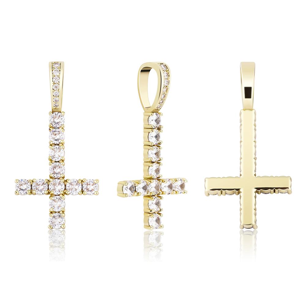 TOPGRILLZ Neue Auf Den Kopf KREUZ Anhänger Iced Out Zirkonia männer Halskette Hip Hop Schmuck Für