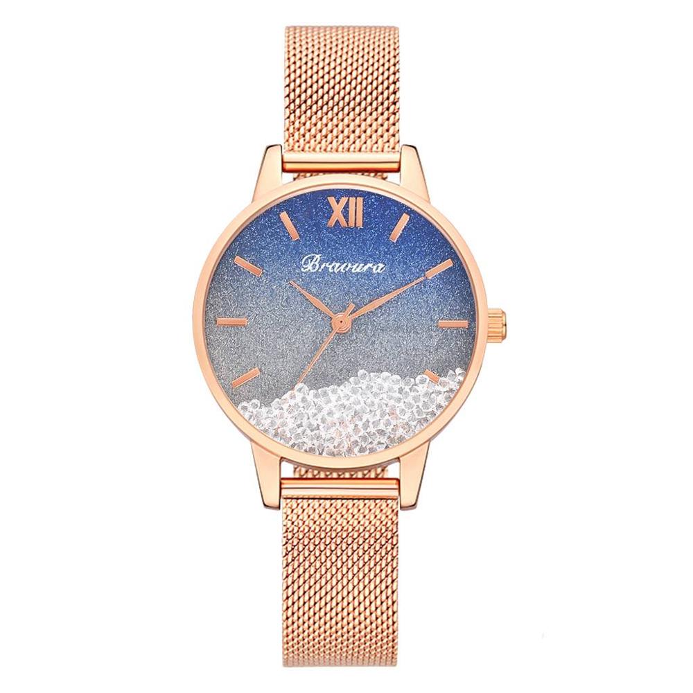 Femmes montres luxe diamant or Rose dames montres-bracelets femmes Bracelet montre pour femme horloge Relogio Feminino: blue