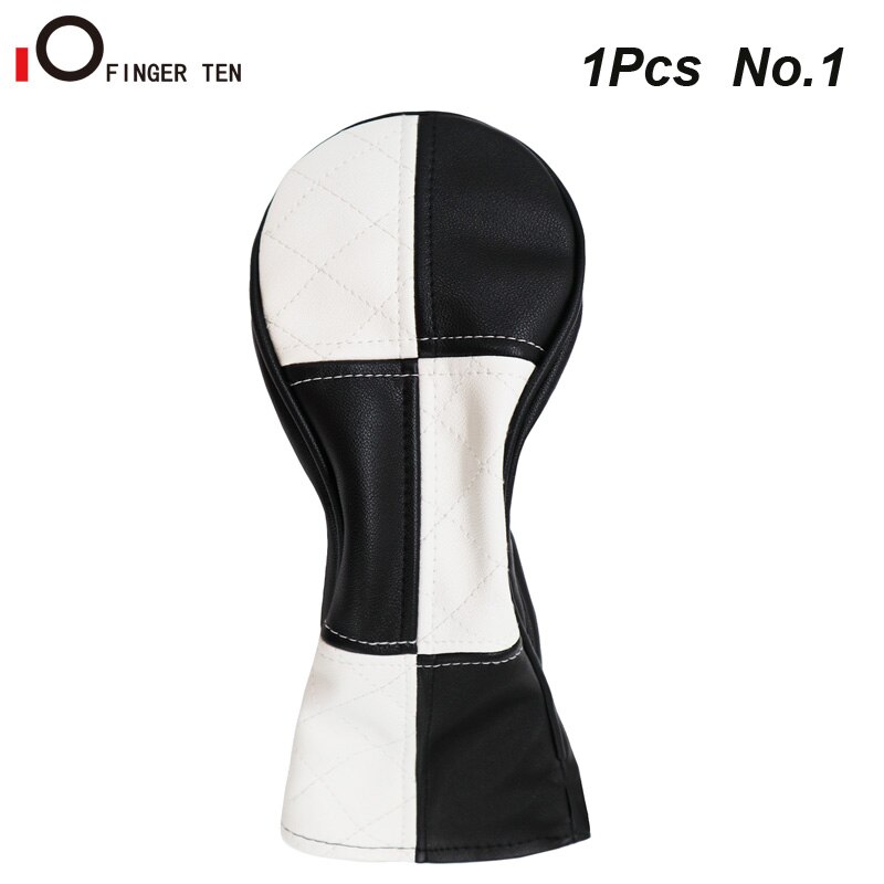 Deluxe Synthetic Leather Golf Head Covers for Woods Driver Fairway Rescue Club Cover No.1 3 5: 1Pc No.1-White Black