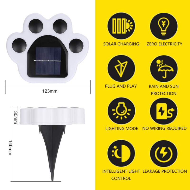 Led Solar Lampen Bear Paw Print Verlichting Buiten Straat Lamp Led Path Decoratieve Verlichting Voetafdrukken Lamp Voor Tuin Gazons Yard