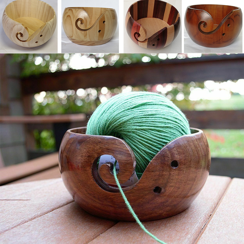 Holzgarnschale, Häkel-Organizer, Aufbewahrungshalter, rutschfest, , , handgefertigt, zum Selbermachen, zum Stricken von Häkelsträngen