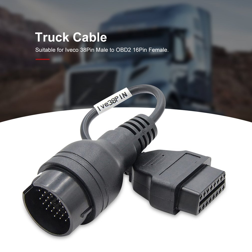 Truck Cable OBD1 to OBD2 for Iveco 38Pin Male to OBD2 16Pin Adapter Cable