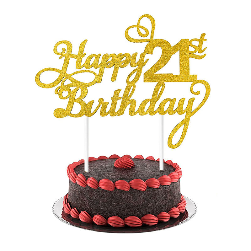 1PC Happy Birthday Cake Topper 1st 18th 21th 30th 40th 50th Age Birthday Cake Decoration Party Favors Supplies Baby Shower: 21