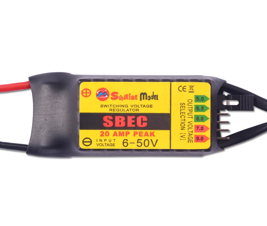 SunriseModel-regulador de voltaje de conmutación para avión, helicóptero teledirigido, 45x26x8mm, SBEC 20A, 5V, 5,5 V, 6V, 7V, 9V