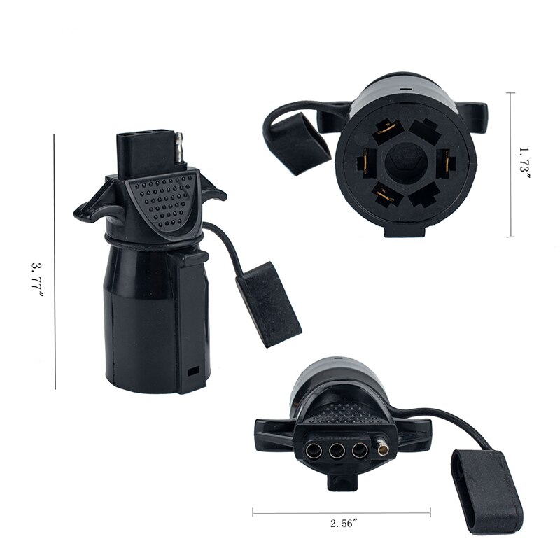 7 Way to 4 Way Trailer Plug Adapter 7 Pin Round to 4 Pin Flat Blade Adapter Plug For RV Trailer Camper