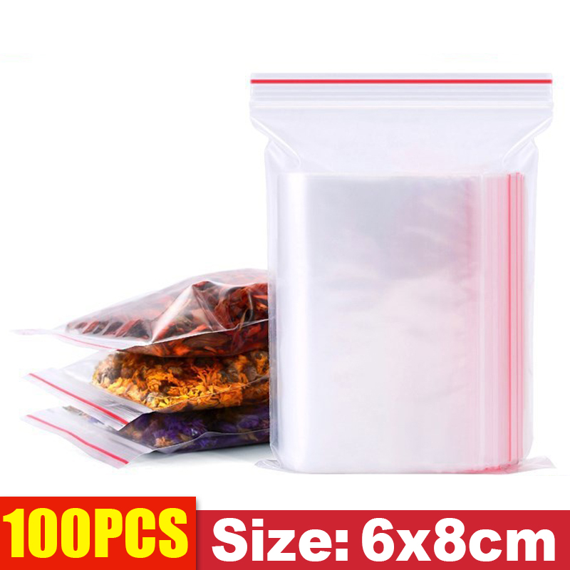Thicken Zipper Sealed Bags Clear Plastic Storage Bag for Small Jewelry Food Packing Reclosable Zippers Sealing Pouch