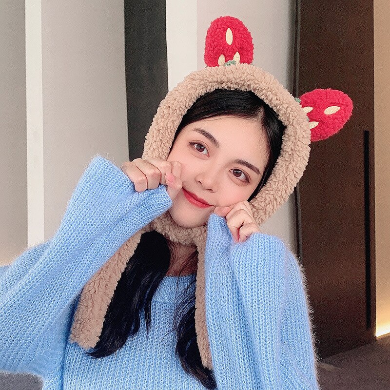 Strawberry Ear Earmuffs Warm Female Autumn Winter Warm Plush Sweet Lovely Head Wear Headwear Protection Ear Hair Belt Earmuffs
