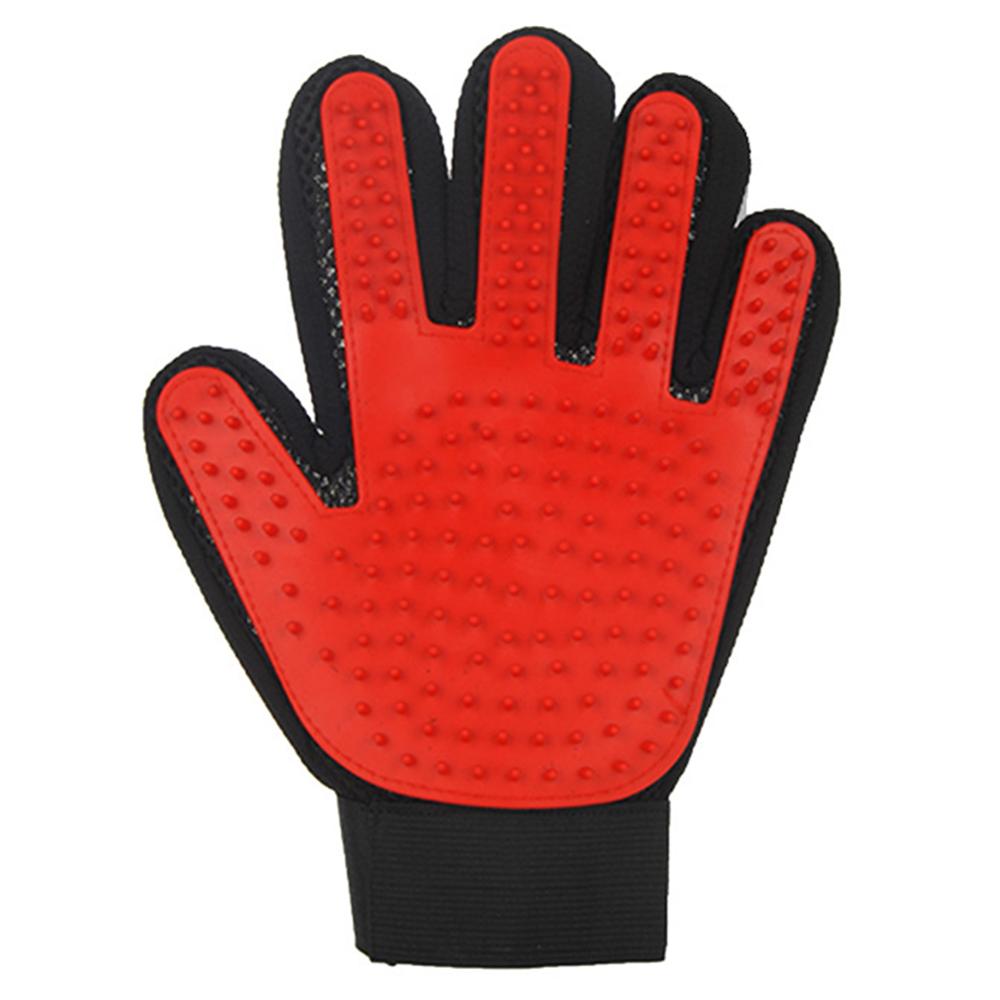 Pet Glove Cat Grooming Glove Cat Hair Brush Gloves Dog Comb for Cats Bath Clean Massage Hair Remover Brush for: red left