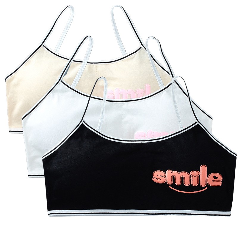 Sujetadores de entrenamiento para niñas, ropa interior de algodón con letras bonitas, para adolescentes y niños, 3 unids/lote