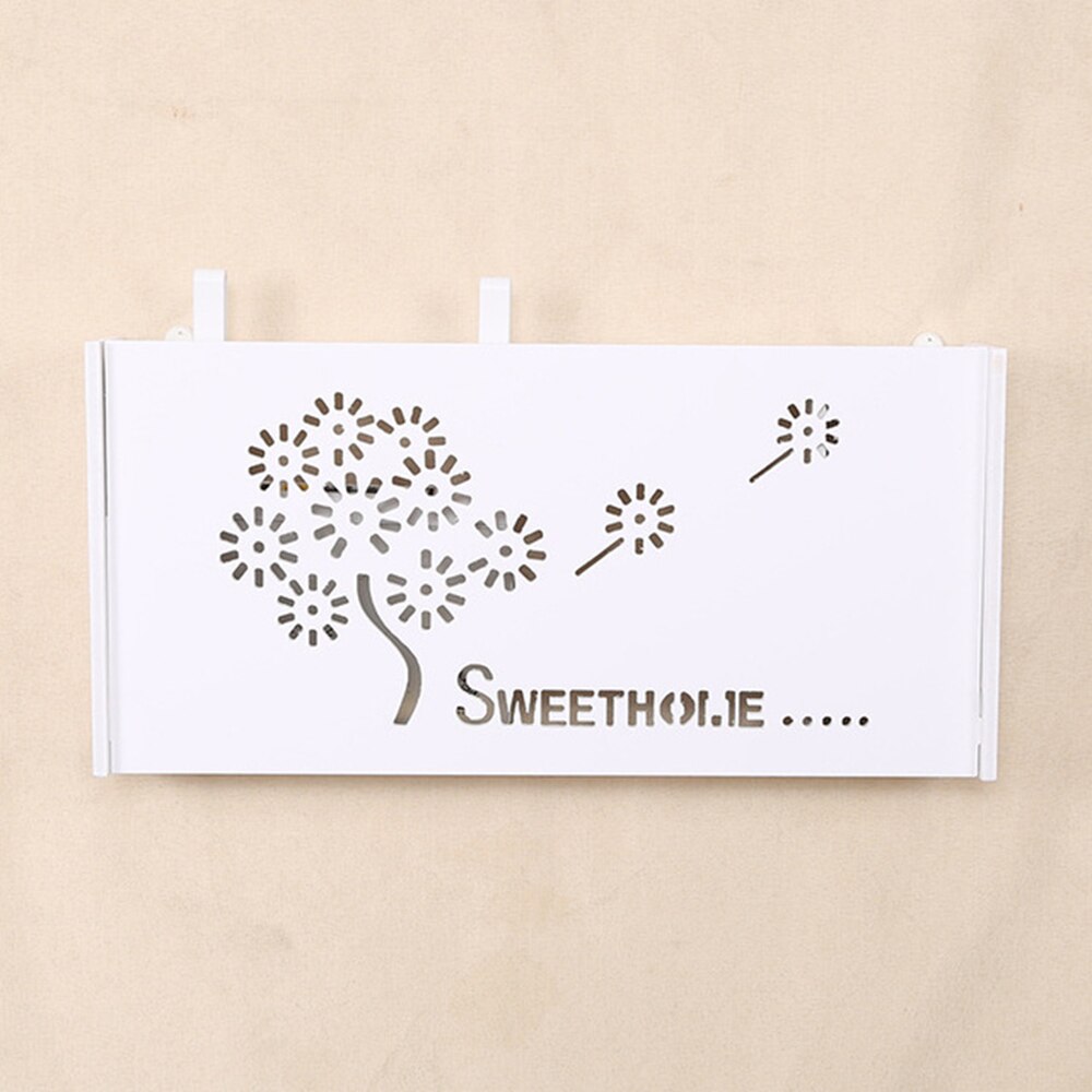 1 stk vægmonteret trådløs wifi router opbevaringsboks pvc panel hylde hængende stik bord beslag kabel opbevaring organizer boligindretning: 40.5 x 20.5 x 9.5cm d