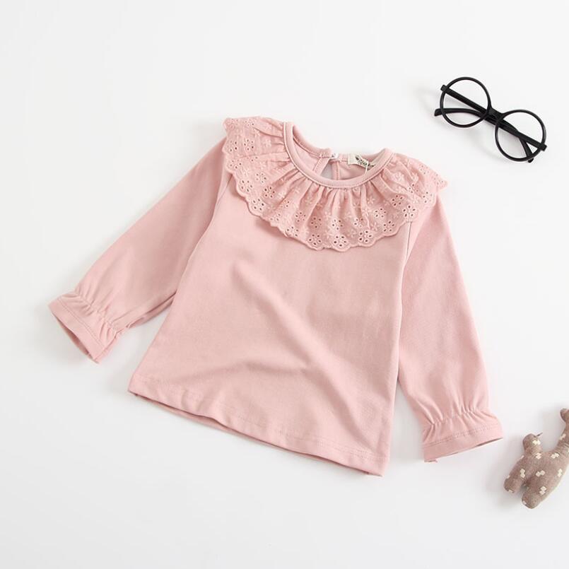 Lente Herfst Meisjes T-Shirts Met Lange Mouwen Wit T-shirt voor Meisje Katoenen Baby Peuter Kleding Meisje Shirts Kinderen Blouses tops