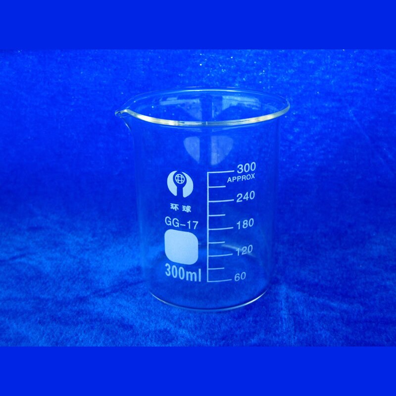 Vaso de precipitado de vidrio de laboratorio de 300ml de forma baja